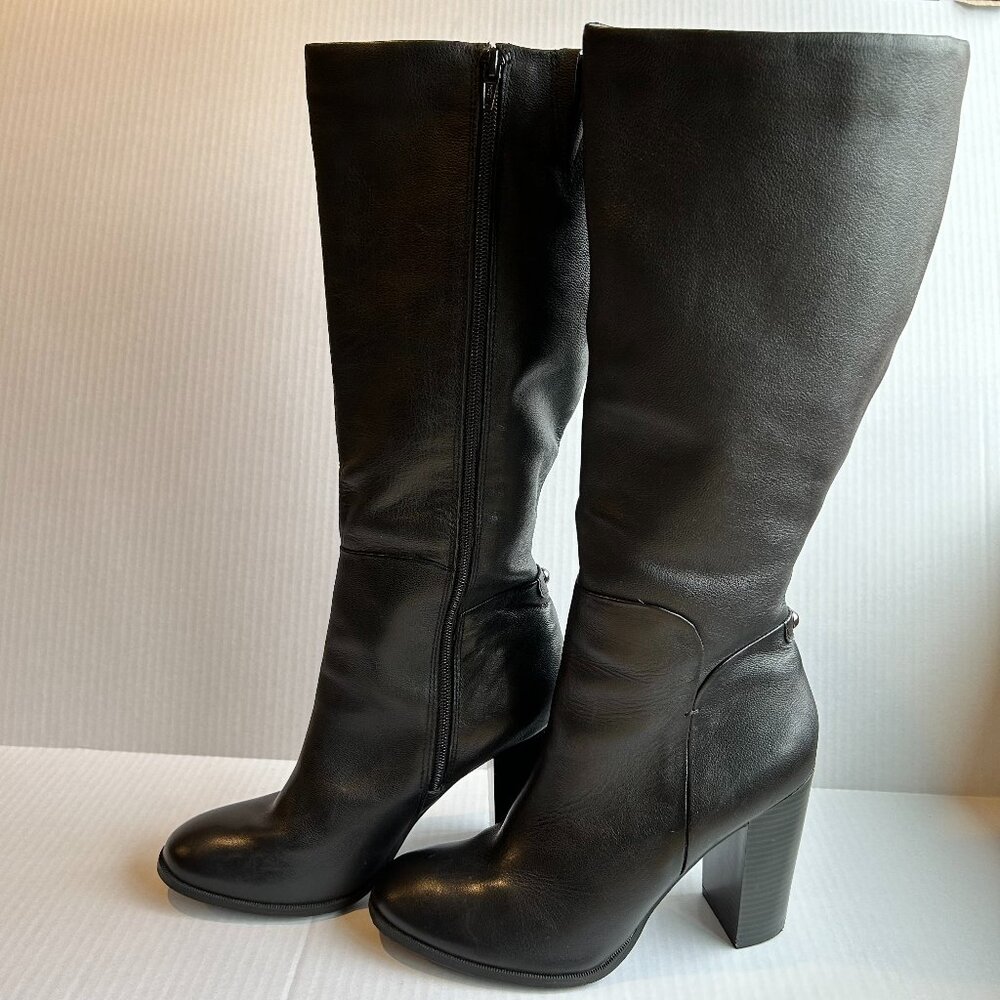 Liz & Co Black Leather Women's Calf Height Boots Size 9 Heel 4"